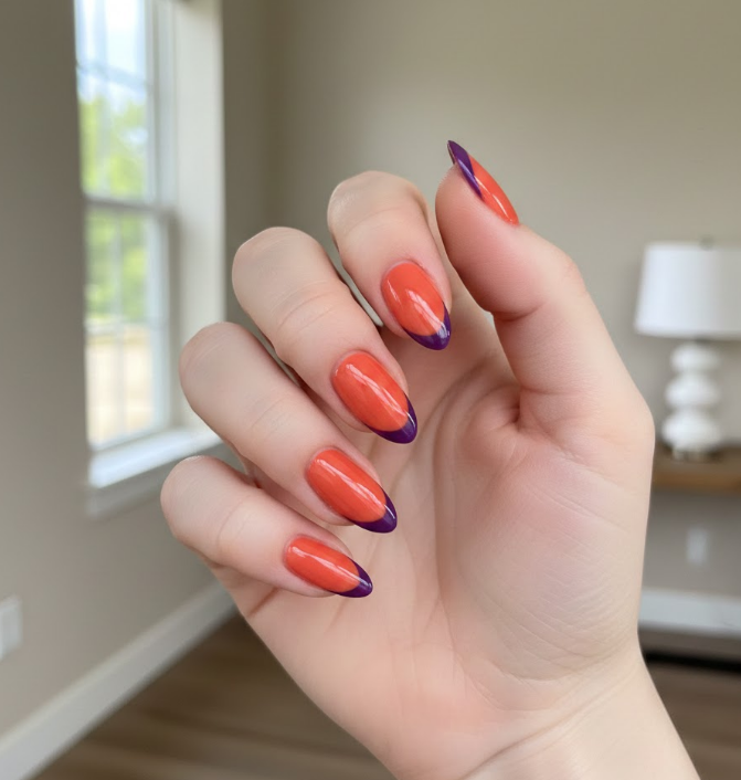 orange and purple nails