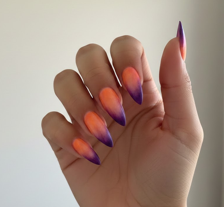 orange and purple nails