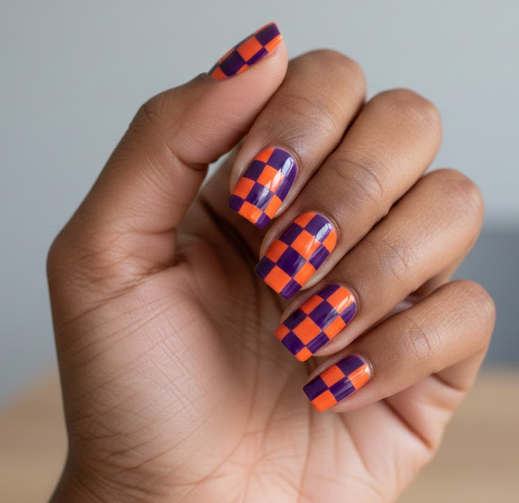 orange and purple nails
