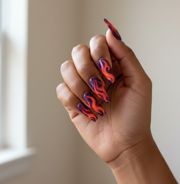 orange and purple nails