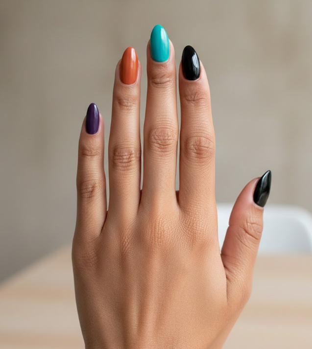 orange and purple nails