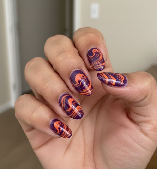 orange and purple nails