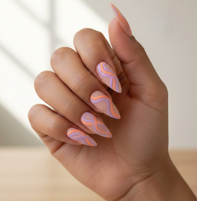 orange and purple nails