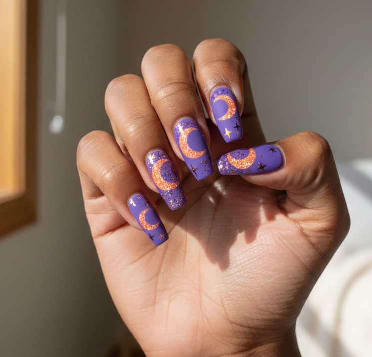 orange and purple nails