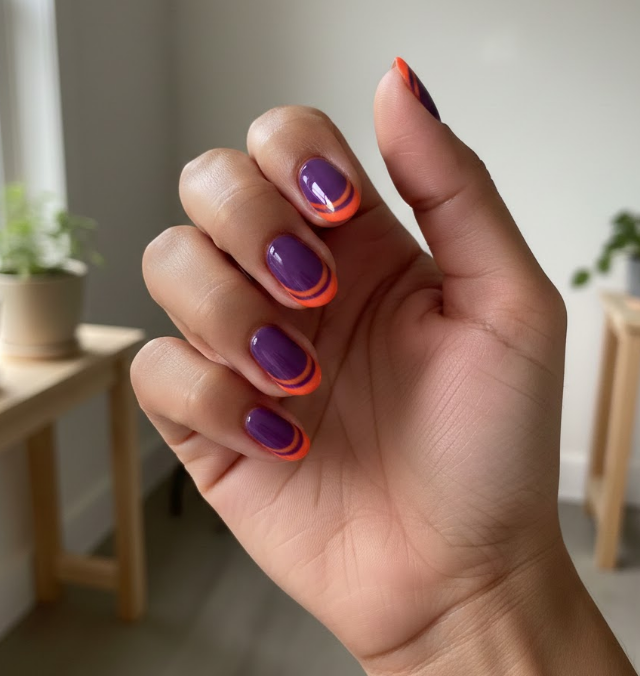 orange and purple nails