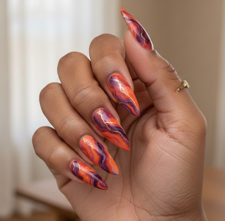 orange and purple nails