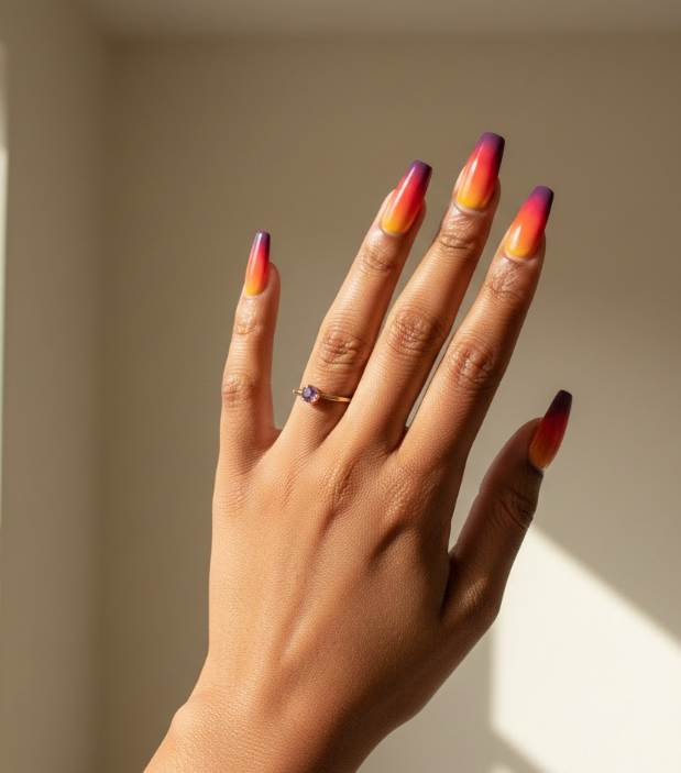 orange and purple nails