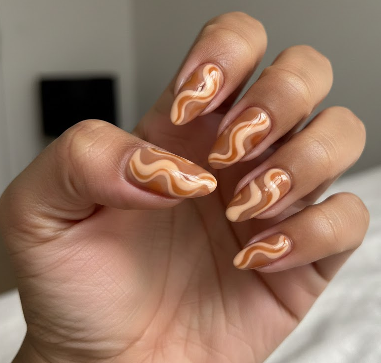 orange and brown nails