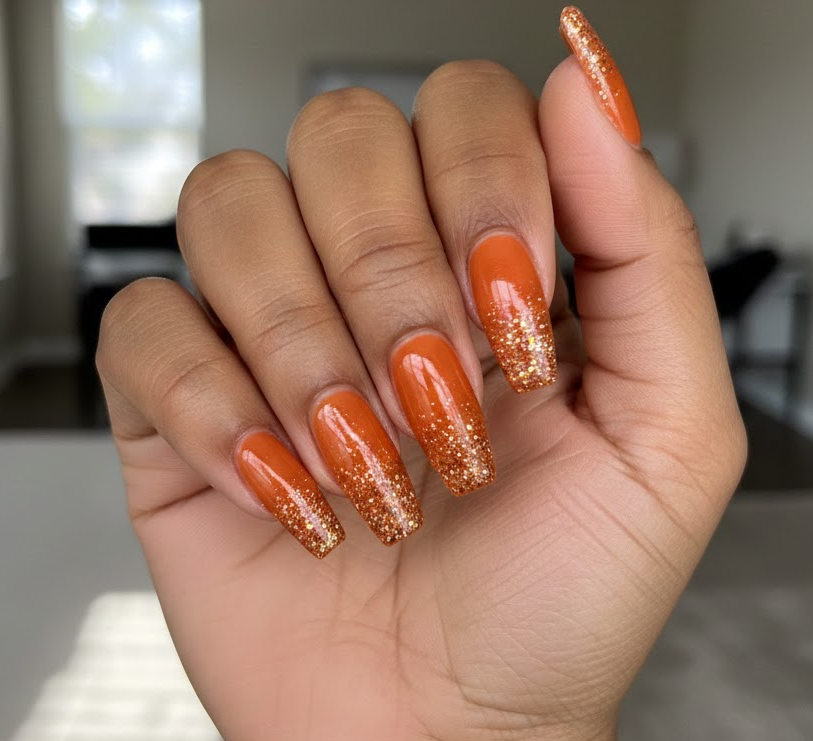 orange and brown nails