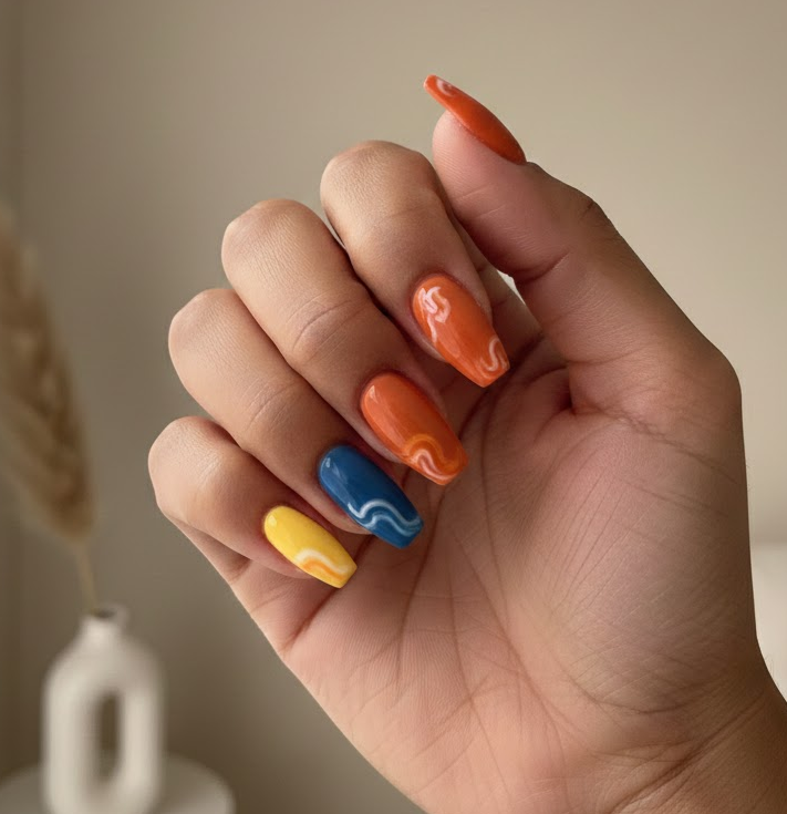 orange and brown nails