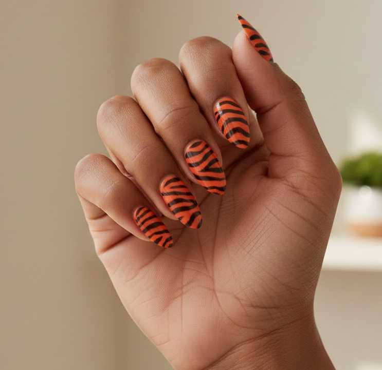 orange and brown nails