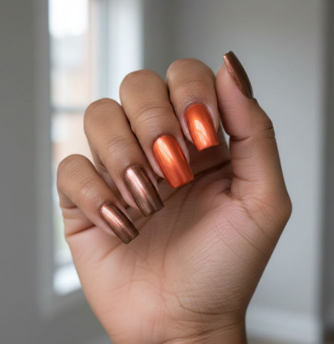 orange and brown nails