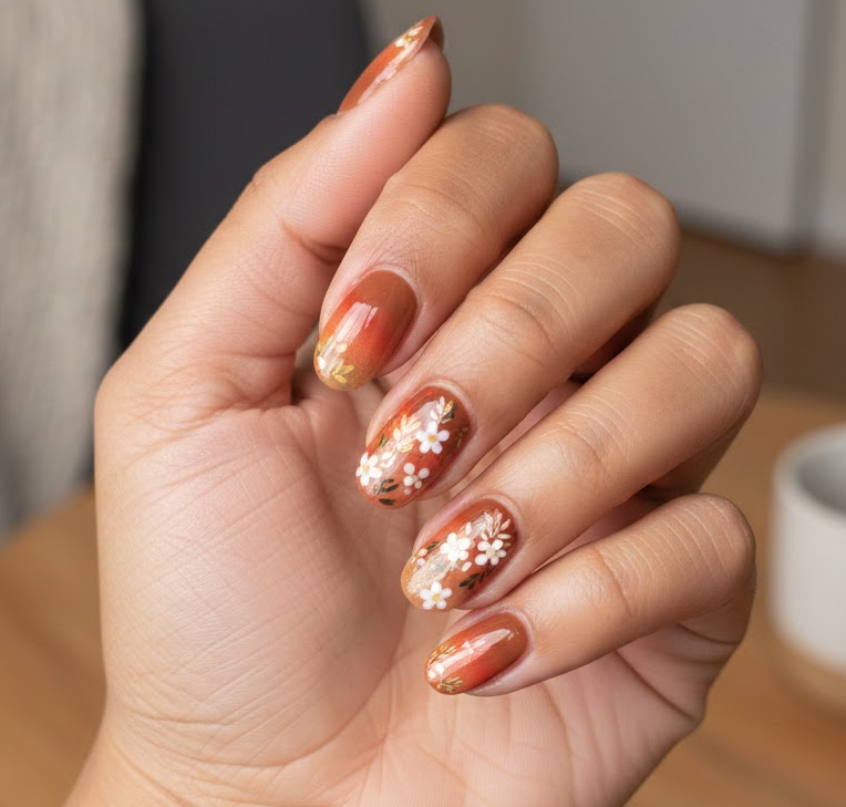 orange and brown nails