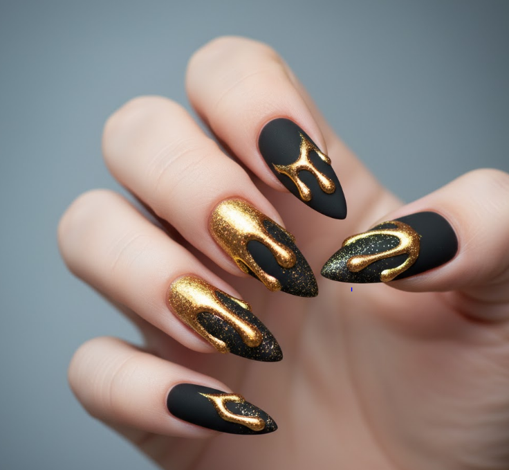 yellow glitter nails