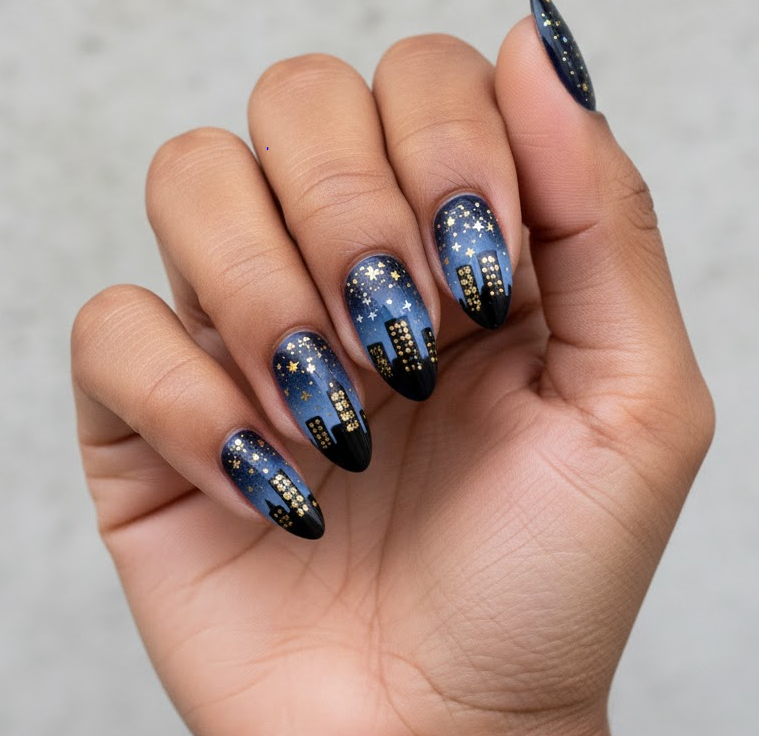yellow glitter nails