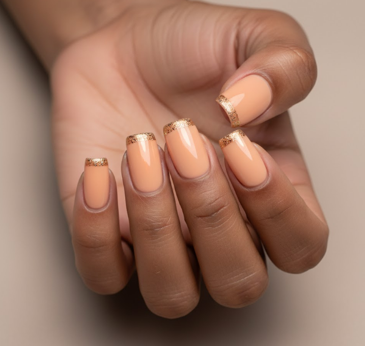 orange glitter nails