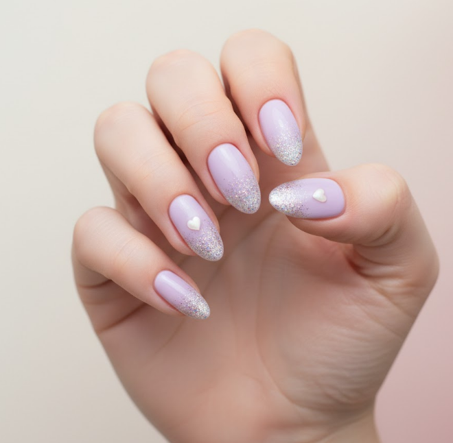 purple glitter nails