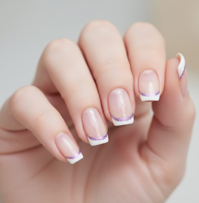 purple glitter nails