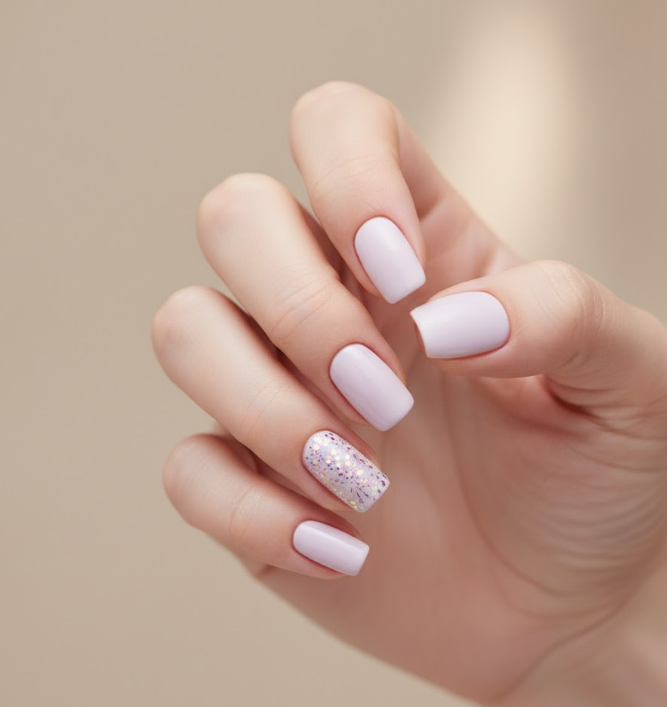 purple glitter nails