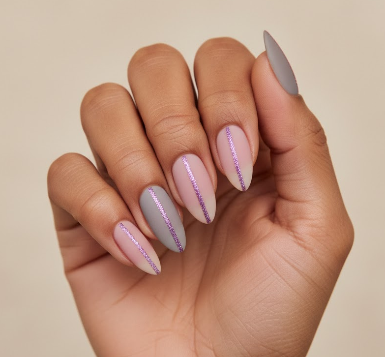 purple glitter nails