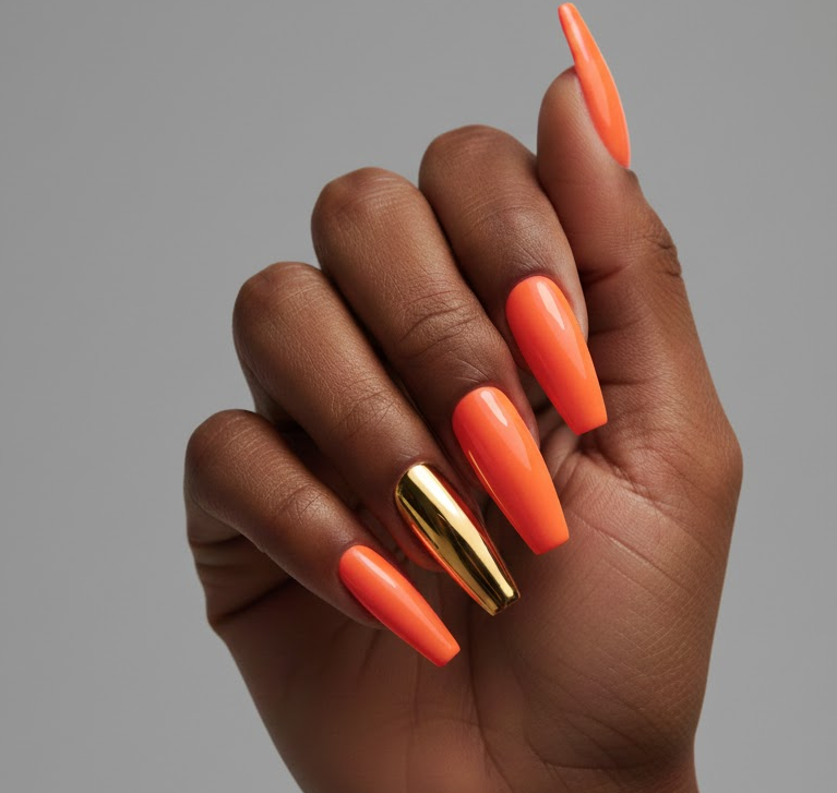 orange and gold naills