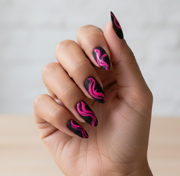 pink and black nails