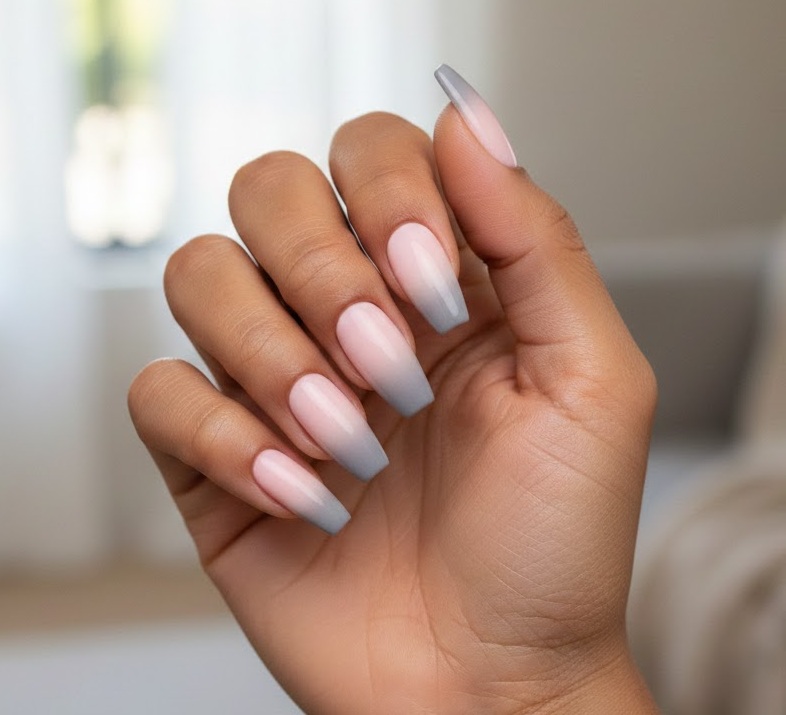 pink and grey nails