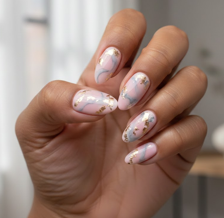 pink and grey nails