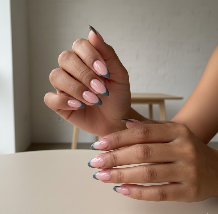 pink and grey nails