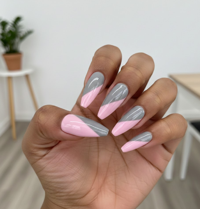pink and grey nails