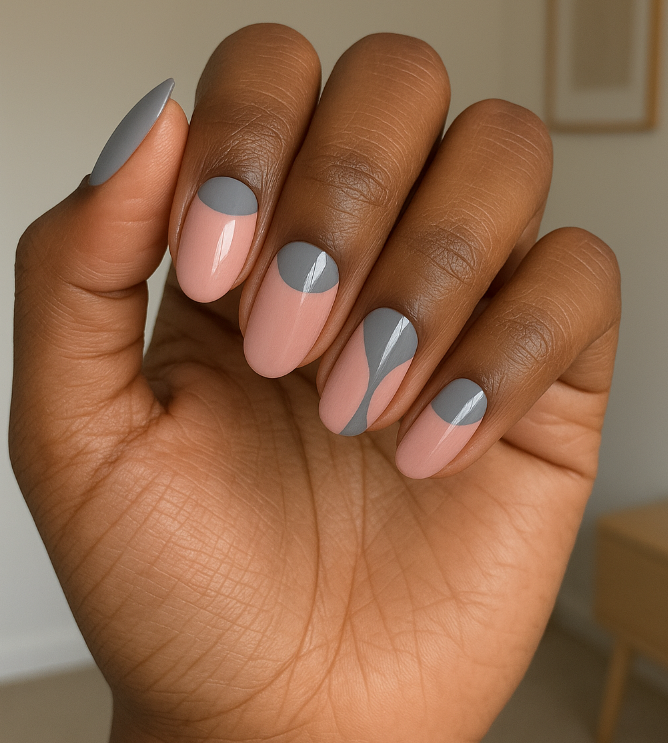 pink and grey nails