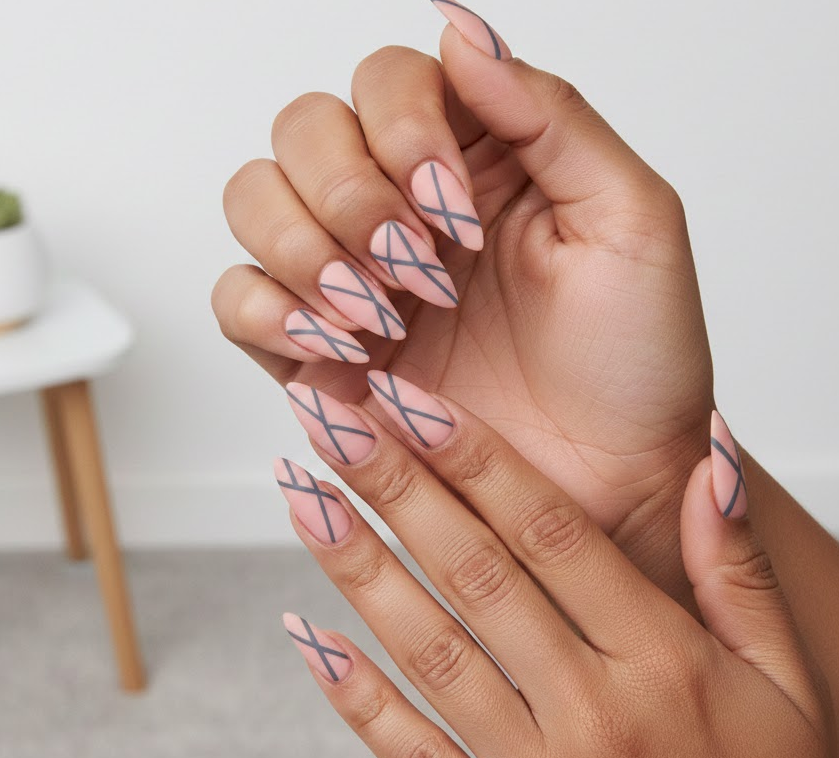 pink and grey nails