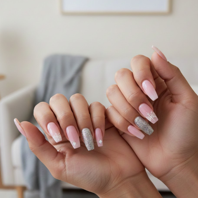 pink and grey nails
