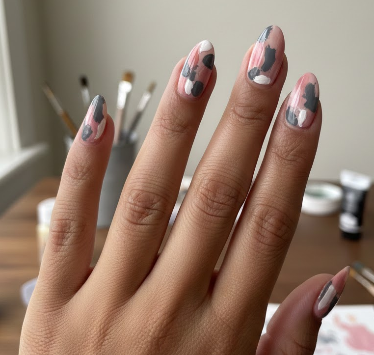 pink and grey nails