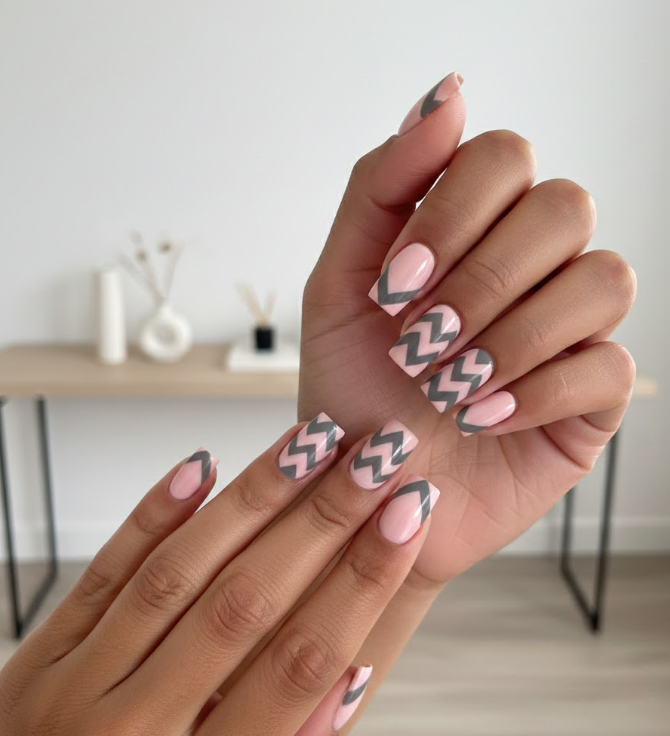 pink and grey nails
