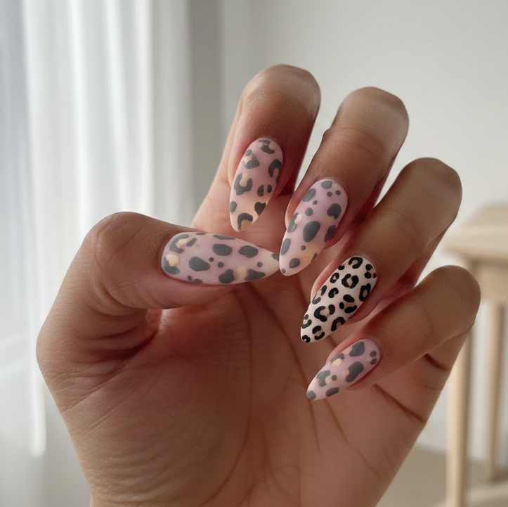 pink and grey nails