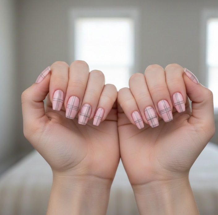 pink and grey nails