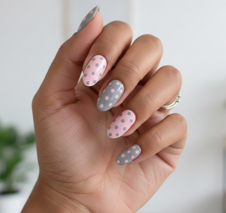 pink and grey nails