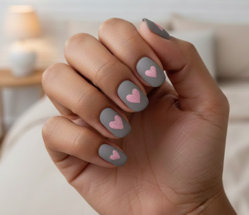 pink and grey nails