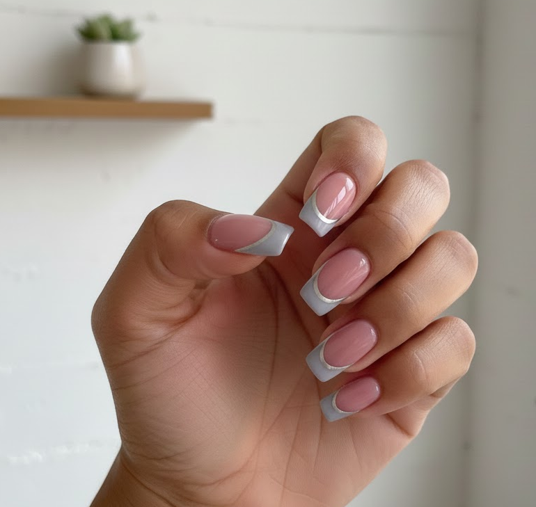 pink and grey nails