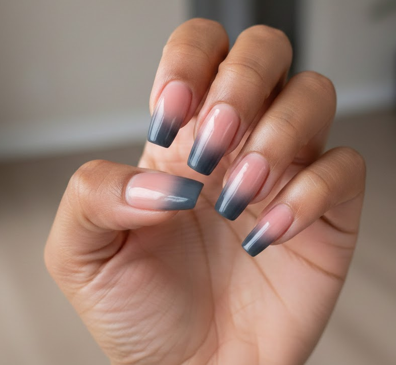 pink and grey nails