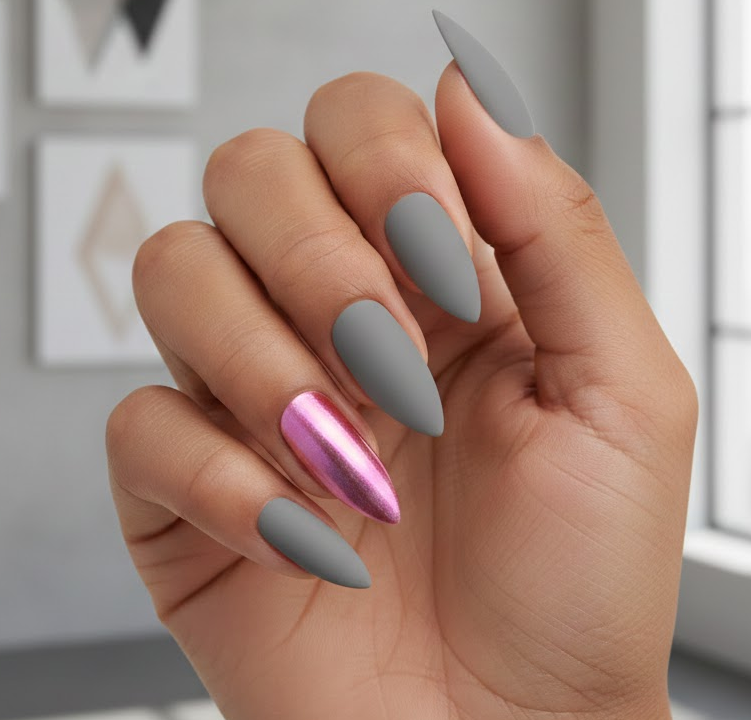 pink and grey nails