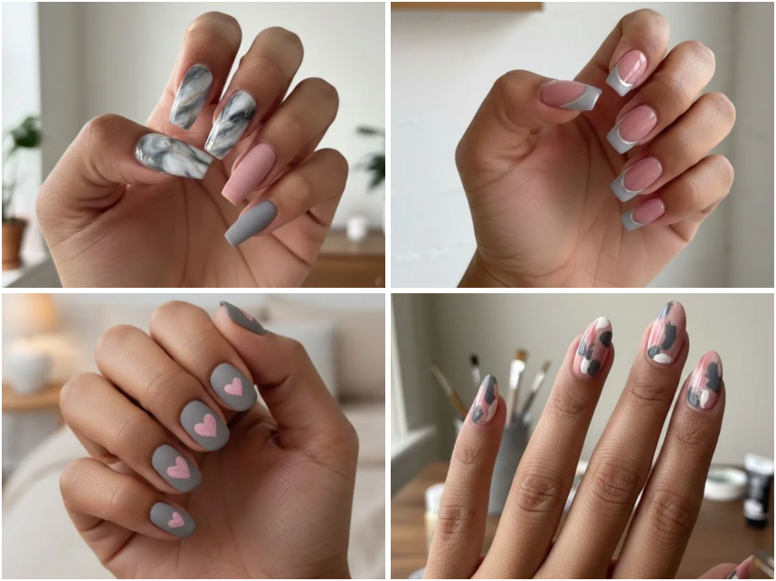 20 Chic Pink And Grey Nail Trends You Need to Try Now