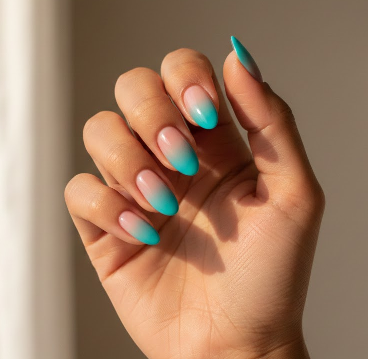 pink and teal nails