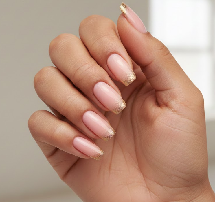 pink and gold nails