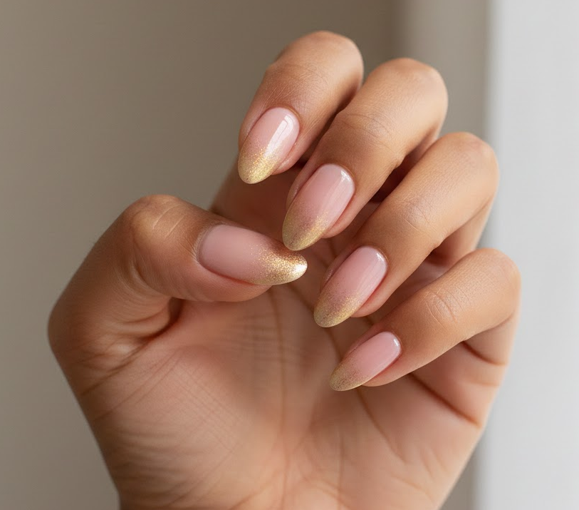 pink and gold nails