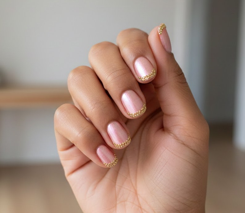 pink and gold nails