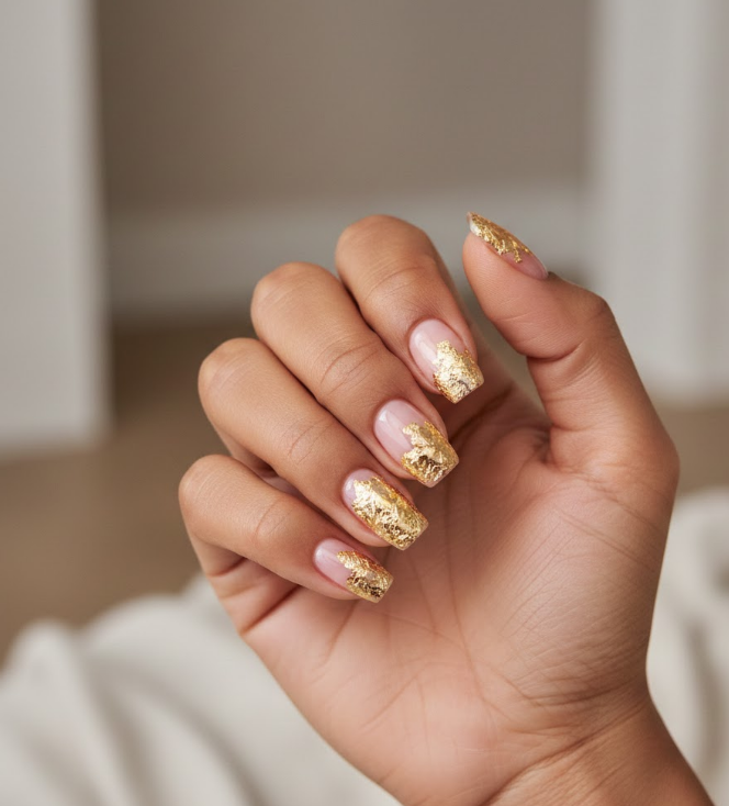 pink and gold nails