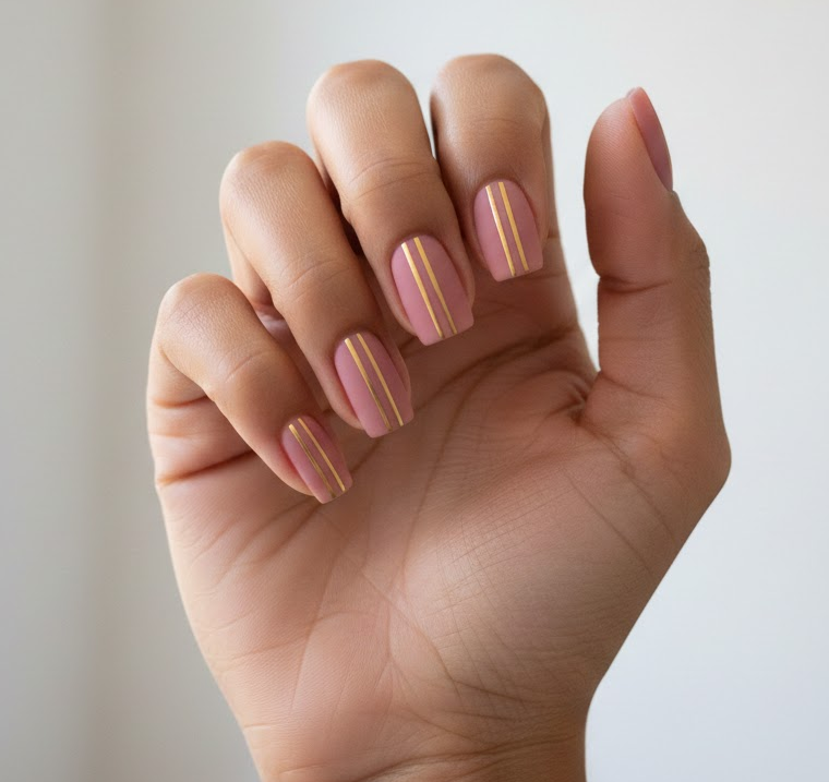 pink and gold nails