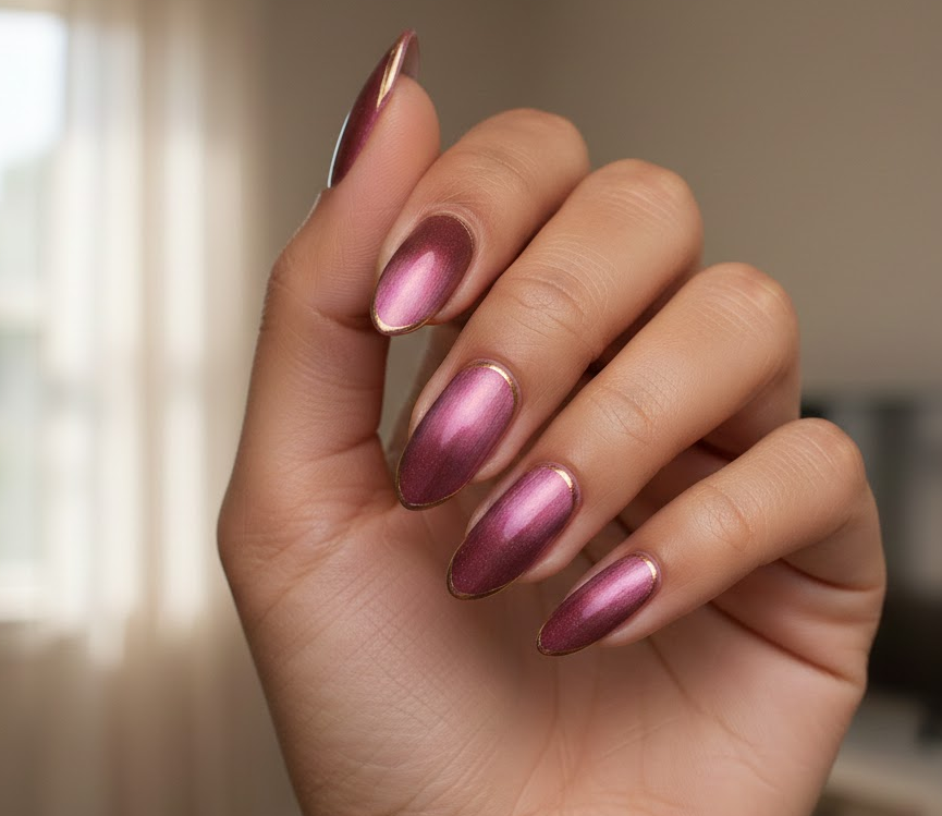 pink and gold nails